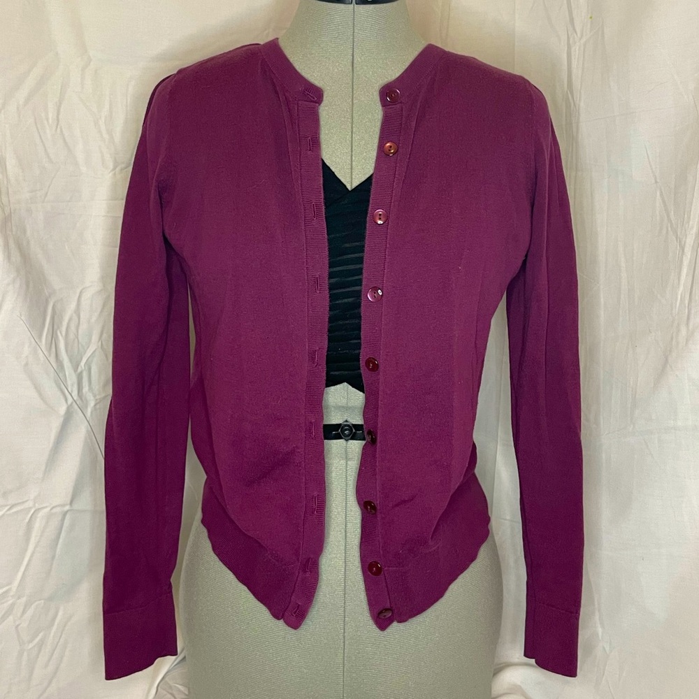 Plum button up Loft Outlet cardigan
